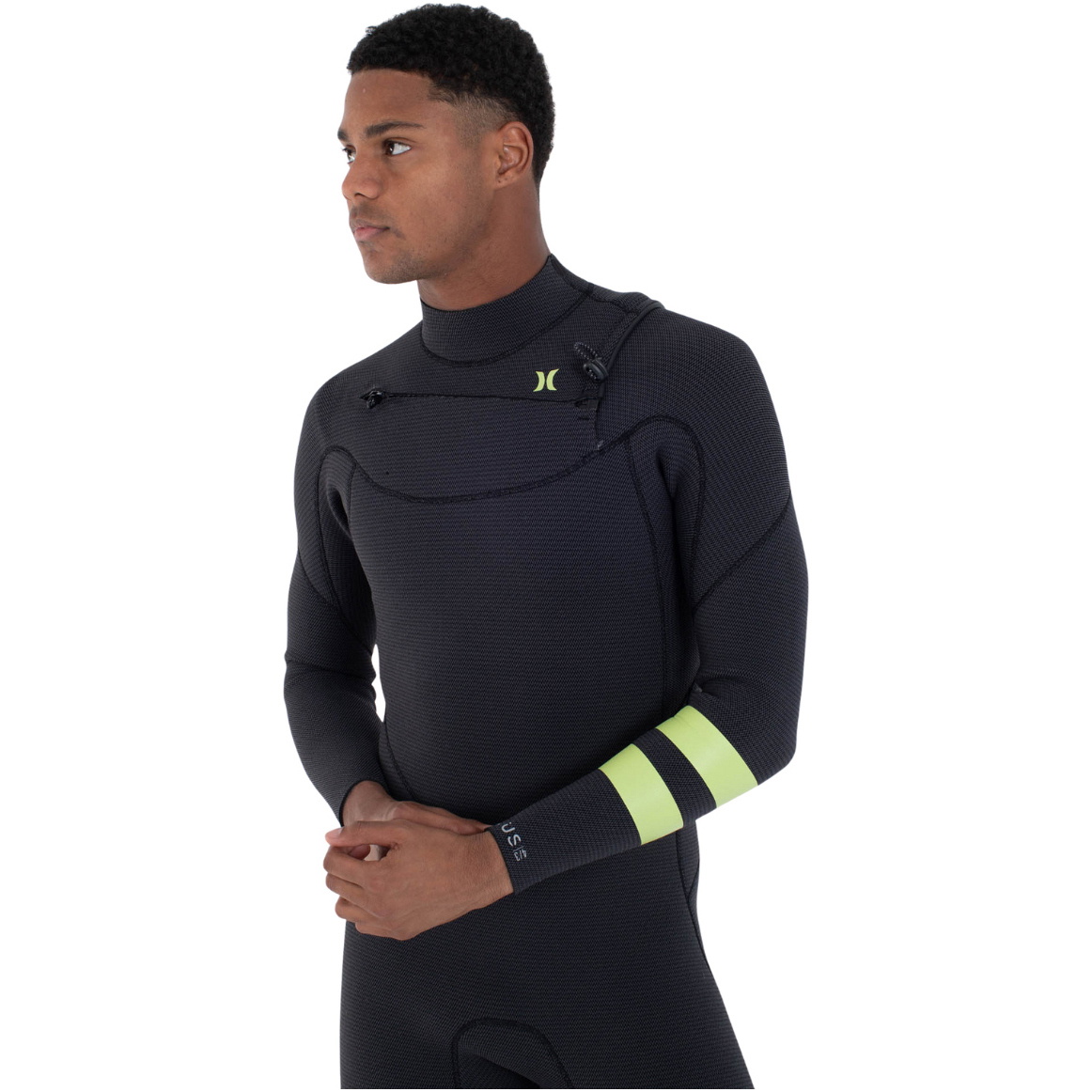 2025 Hurley Mens Plus 4/3mm Chest Zip Wetsuit MFS0012403 - Black / Lemon